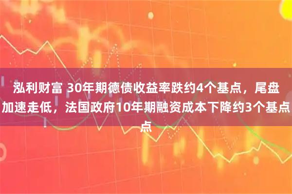 泓利财富 30年期德债收益率跌约4个基点，尾盘加速走低，法国政府10年期融资成本下降约3个基点