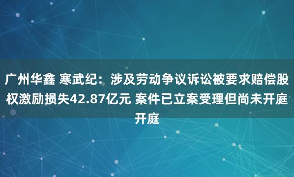 广州华鑫 寒武纪：涉及劳动争议诉讼被要求赔偿股权激励损失42.87亿元 案件已立案受理但尚未开庭